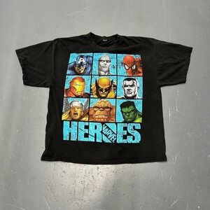 Vintage y2k Marvel Mad engine "heroes" big print graphic comic tee shirt